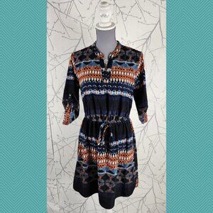 Bebop Colorful Geometric Print Cinch Waist Dress